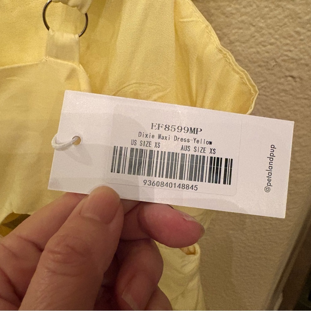 NWT~PETAL & PUP Yellow Sleeveless Dixie Scalloped Cutout Maxi Dress Size XS - Picture 6 of 9